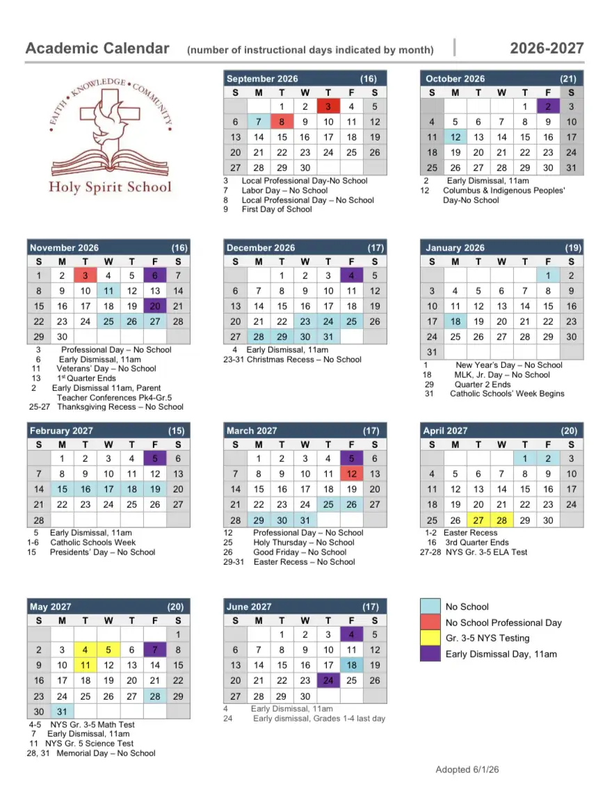HSS Yearly Calendar