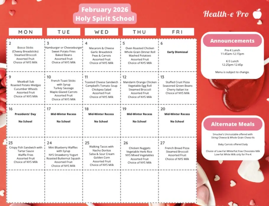 September Lunch Menu